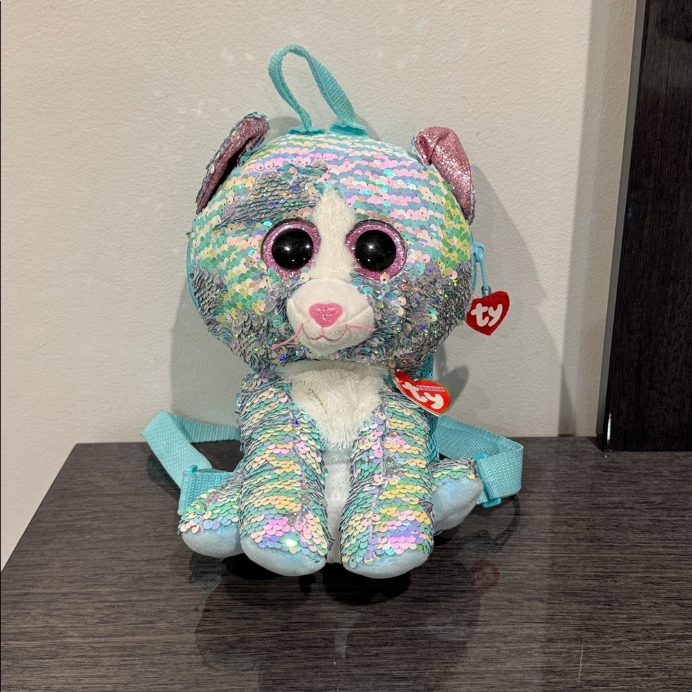 Ty Sparkling Sequin Cat Plush Backpack